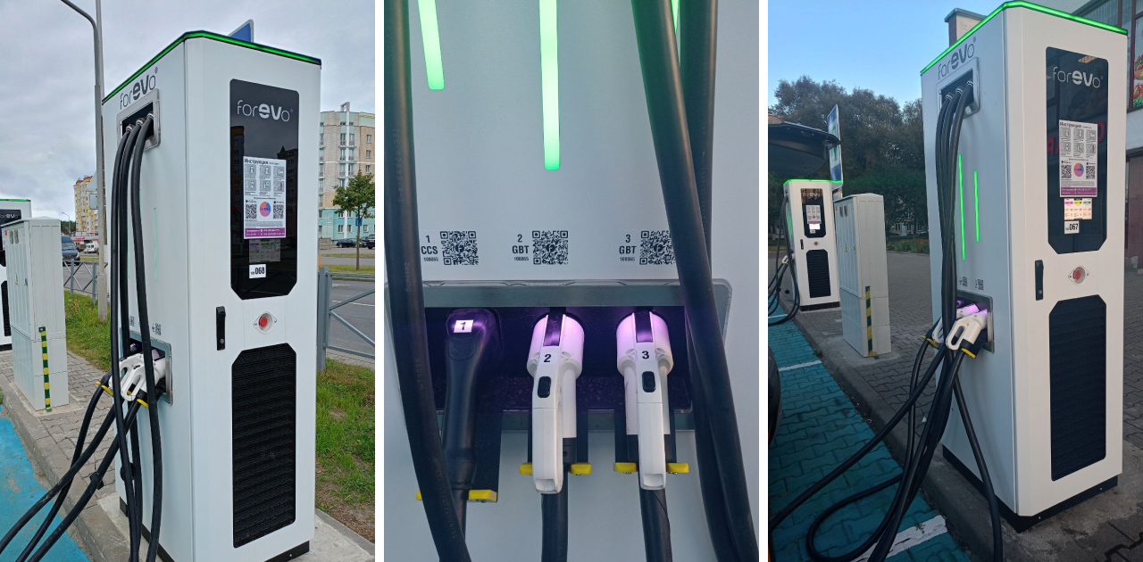 Зарядные станции 80 кВт 3 коннектора CCS2 + GBT + GBT